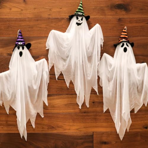 26-Inch Hanging Ghosts Halloween Animatronic - Haunted Hill Farm Spooky Ghost Trio