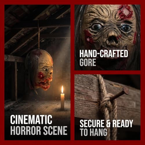 Hanging Bloody Latex Zombie Severed Head Halloween Decor Prop