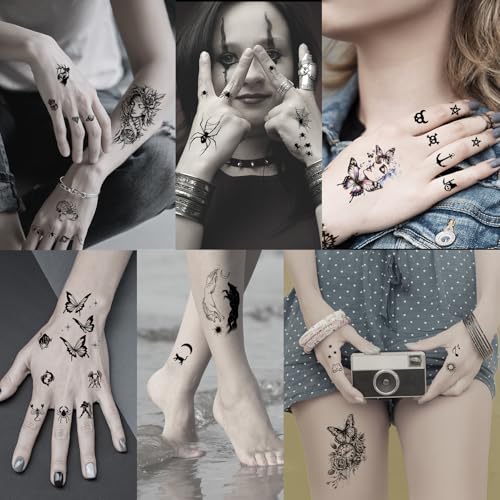 Halloween Black Scary Animal Temporary Tattoos Set - Wolf, Lion, Tiger, Skeleton, Skull, 102 Sheets