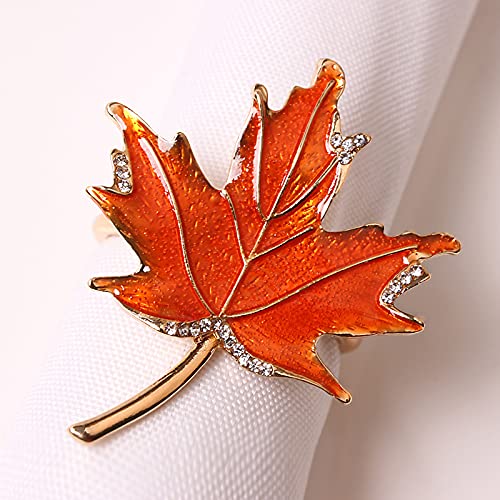 Orange Maple Leaf Napkin Rings Set of 8 - Fall Thanksgiving Table Decor