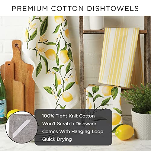 Fall Leaves Kitchen Dishtowel Set - Printed & Plaid Autumn Dish Towels, 2 Pack, 18x28