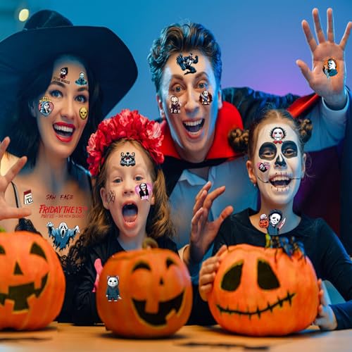 Halloween Temporary Tattoos Black & White 10 Sheets Kids Party Favors