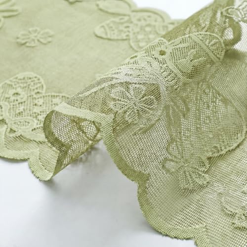 Egg Bowknot Green Lace Jacquard Table Runner 13x72 Inch for Easter Home Decor