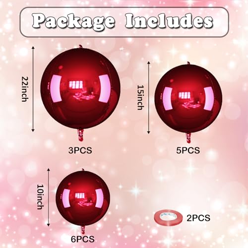 Maroon 14 Pcs Burgundy Foil Balloons Set - 22, 15 & 10 Inch Party Decor