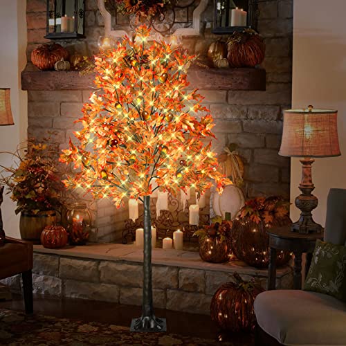 6FT 130 LED Lighted Maple Tree - Fall Autumn Decor with Remote & 8 Modes - Variation of THIS listing