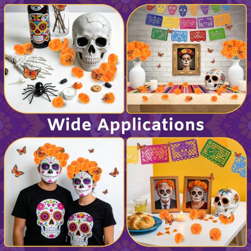 Large Dia De Los Muertos Decorations Set with Marigolds & Butterflies - Stripe