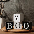 Halloween Table Decorations 4-Pack Farmhouse Ghost Sign Set - Indoor Tiered Tray Decor