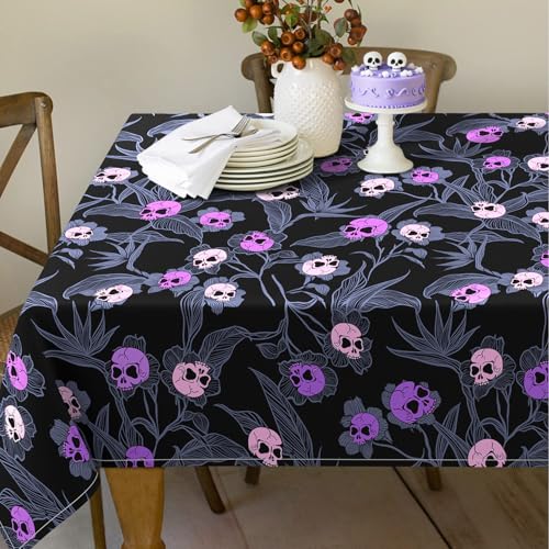 Halloween Skull Tablecloth 60x102 Inch Waterproof Rectangular Decor - Variation 05