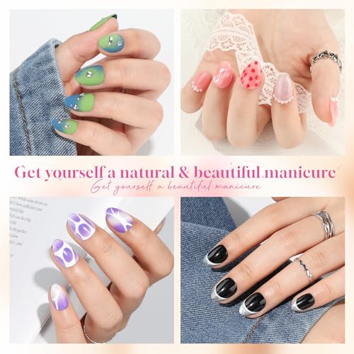 UNA GELLA Extra Short Almond Gel Nail Tips A01 - 312pcs, Clear, Deep Matte