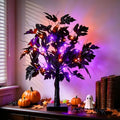 PEIDUO Halloween Black Tree Lights with Removable Leaves and 24 LEDs - Indoor Spooky Decor