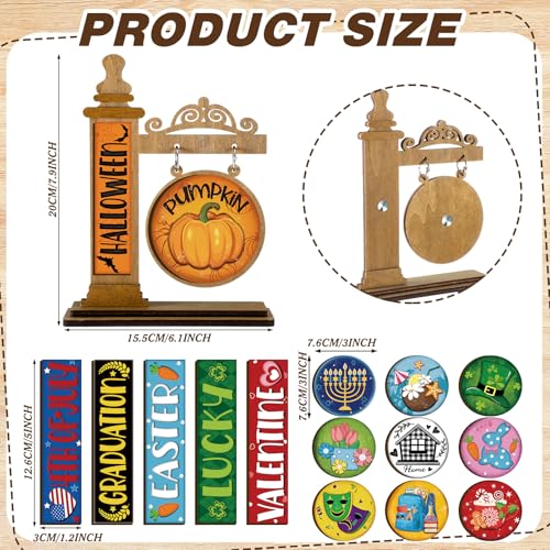 Interchangeable Wooden Holiday Sign Set - Dark Brown, 41 Pcs Seasonal Decor