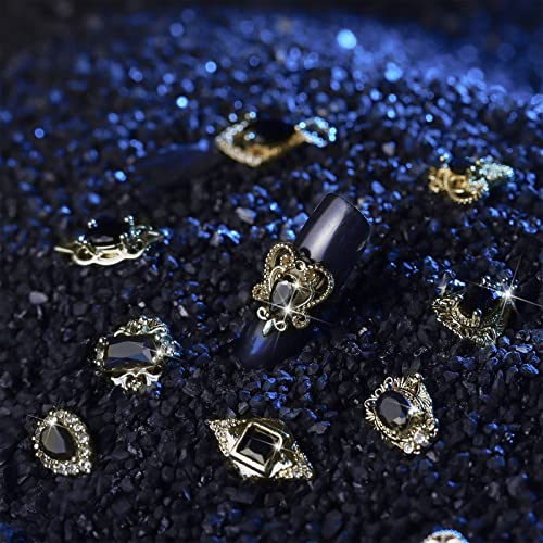 Black 3D Nail Charms Set with Rhinestones for Nail Art and Decorations