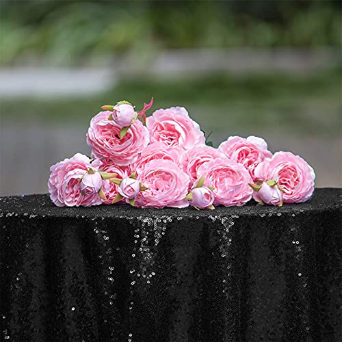 Black Sequin Tablecloth 120 Inch Round Glitter Party Cover - Variation: Black / 120"