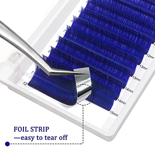 QUEWEL Blue Volume Lash Extensions - Mixed 9-16mm, 0.07D Curl, Self Fanning, Variation of THIS listing