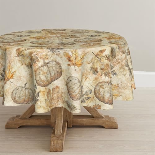 Horaldaily Fall Round Tablecloth 90 Inch Yellow Maple Leaves - Autumn Decor