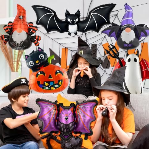 Halloween Foil Balloons Set for Party Decorations Indoor Outdoor Ghost Bat Pumpkin