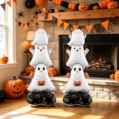 Self-Standing Ghost Halloween Balloons 2-Pack - Indoor Party Decorations