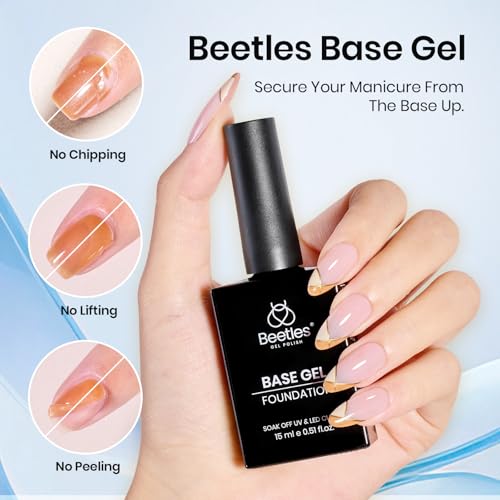 Beetles Gel Nail Base and Top Coat Set with Dehydrator & Primer - E-Clear 4Pcs 15ml