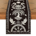 Black Viking Tree of Life Raven Table Runner 13x72-Inch Home Decor