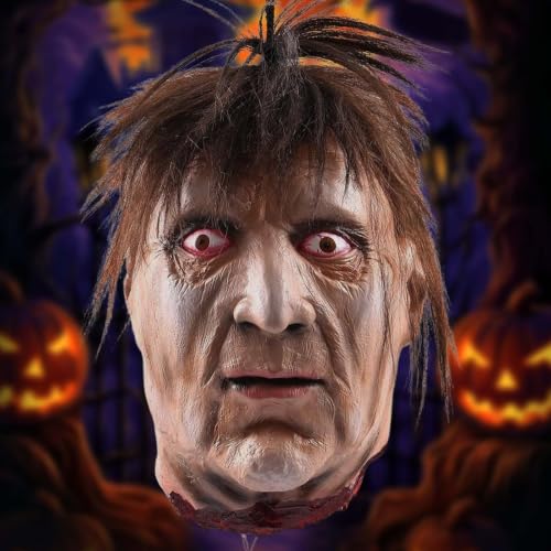 Halloween Severed Zombie Head Decorations - Bloody Latex Hanging Prop - Variation A