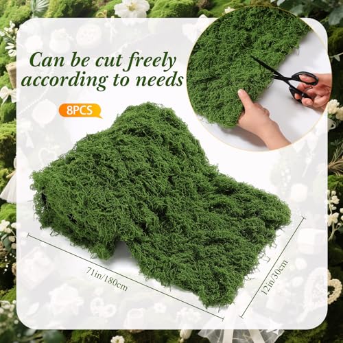 Artificial Moss Table Runner - Halloween Enchanted Party Decor, Green, 8ft - Zeyune