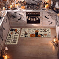 Halloween Spider Web Kitchen Mats Set of 2 - 17x29 & 17x47 Inches, Beige