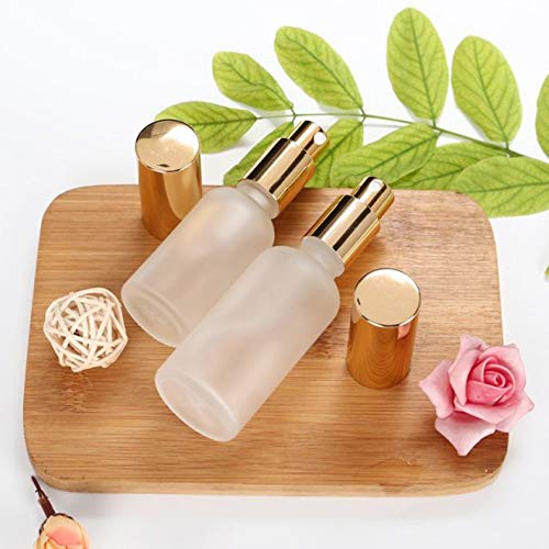 6 Pack 1 Oz Frosted Glass Spray Bottles with Fine Mist Sprayer & Golden Pump Cap,Empty Travel Size Perfume Atomizer Liquid Containers for Essential Oils-Stickers,Pipette&Funnel included (Pack of 6)