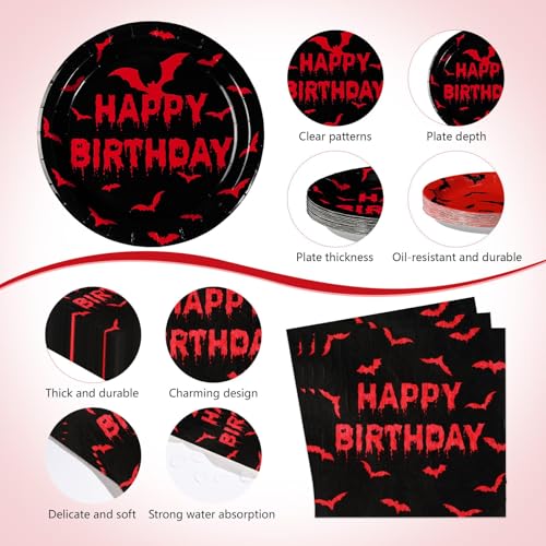 Halloween Bat Party Decorations Set - Bloody Bat Theme, Serves 24, 170 Pieces