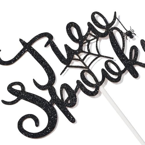 Halloween Birthday Cake Topper - Spooky Black Glitter Decoration for 6-10 Inch Cakes