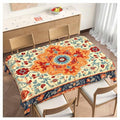 70x52 Inch Boho Carpet Tablecloth Rectangular Ethnic Southwest Rug Orange Wipeable