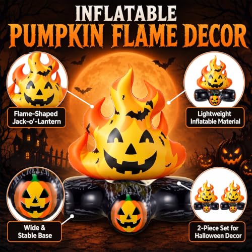 Halloween Inflatable Pumpkin Campfire Props - 2 Pieces, Safe Decor