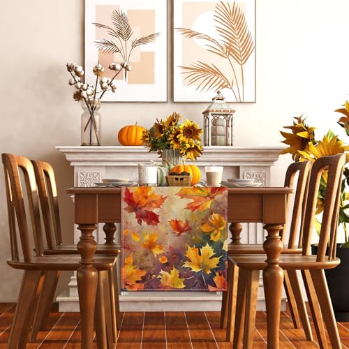 Rvsticty Fall Table Runner 13x72 Inches Autumn Thanksgiving Home Decor