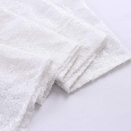 White Sequin Table Runner 12x72 Inches - Pack of 12 - Elegant Party Decor