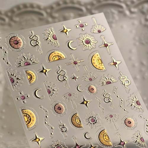 Self-Adhesive 5D Embossed Snake Nail Stickers - Style 10 Gold Decor
