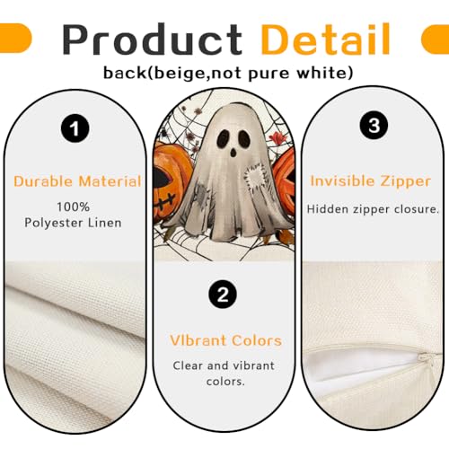 Halloween Pillow Covers 12x20 Ghosts Jack O Lantern Decor White / 20" x 12"