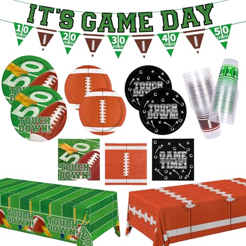 Football Party Decorations Kit for 24 - Football Theme Set with Plates, Napkins, Cups & Banner - Football 2
