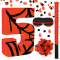 Number 5 Spider Piñata Bundle with Blindfold and Bat for Birthday Party - Small 15.75 x 11 in