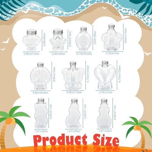 Plastic Sand Art Bottles with Aluminum Caps - 100 Pcs DIY Craft Containers, 10 Shapes - Aluminum Cap Variation