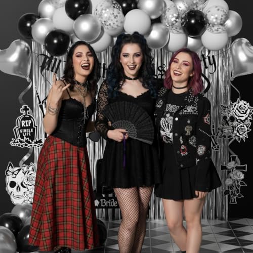 Bride or Die Bachelorette Party Decorations Kit Black & White 100pcs