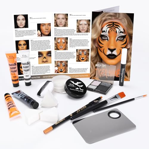 Halloween Tiger Makeup Kit with Face Paint & Tools - Pumpkin & SFX Costume