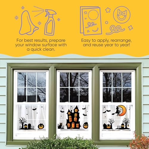 Halloween Haunted House Window Clings - Reusable Static Decals for Kids & Home Decor