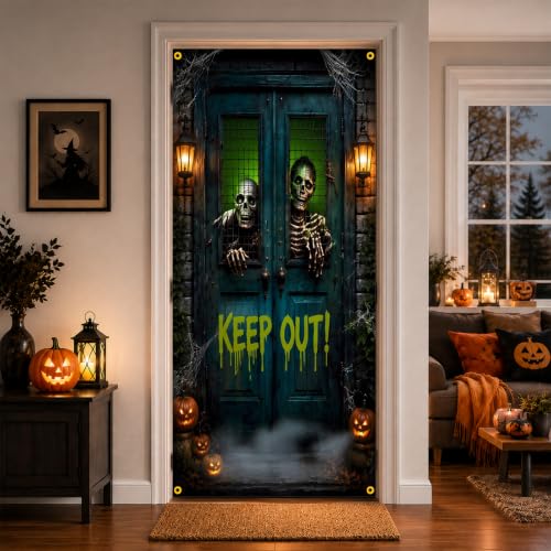 Halloween Door Cover Skeleton Party Decor Keep Out - Variation 10