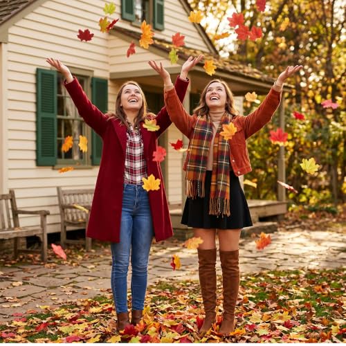 Fall Leaves Fake Autumn Maple Leaf Decor Set - 600 Pieces, A Colors