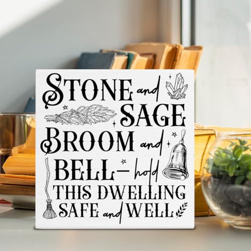 Witchy House Blessing Wooden Sign Home Decor 5x5 Inches