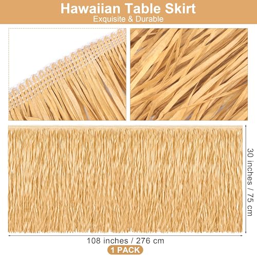 Luau Grass Table Skirt - Dark Straw, 108 x 30 Inches, Hawaiian Party Decor