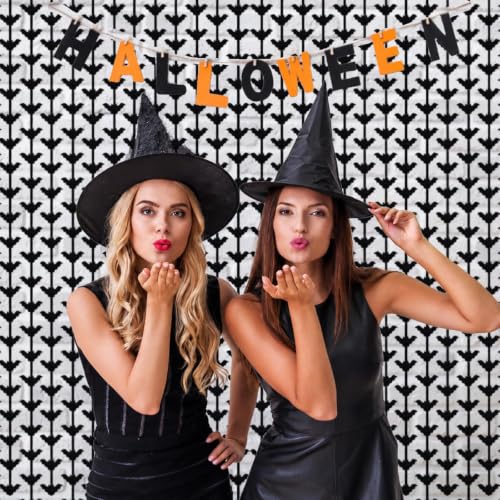 Halloween Foil Fringe Curtain Set - Black Bats Metallic Tinsel Streamers for Party Backdrops