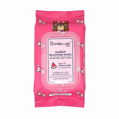 The Crème Shop Makeup Removing Wipes Made with Watermelon for Hydrated Skin (60 Pre-Wet Juicy Wipes)