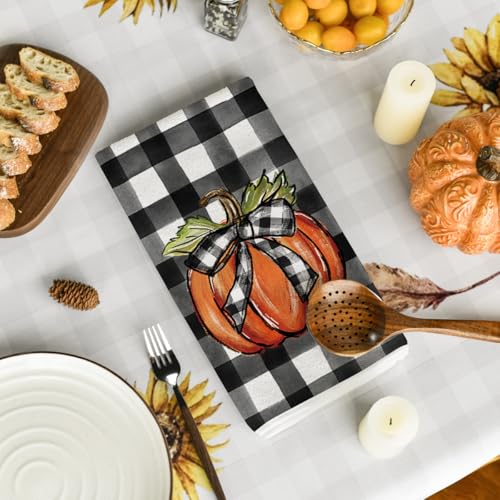 Hello Pumpkin Kitchen Towels Set of 4 – Fall Decor Dish Cloths 18x26 Inch
