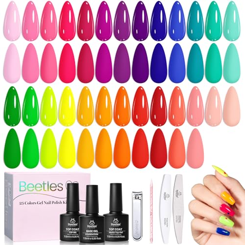 Beetles Neon Gel Polish Set - Neon Summer Collection, 25 Bright Colors