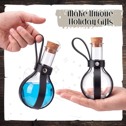 Plastic Potion Bottle with Cork and Belt - Halloween Decor, 3 oz, Black